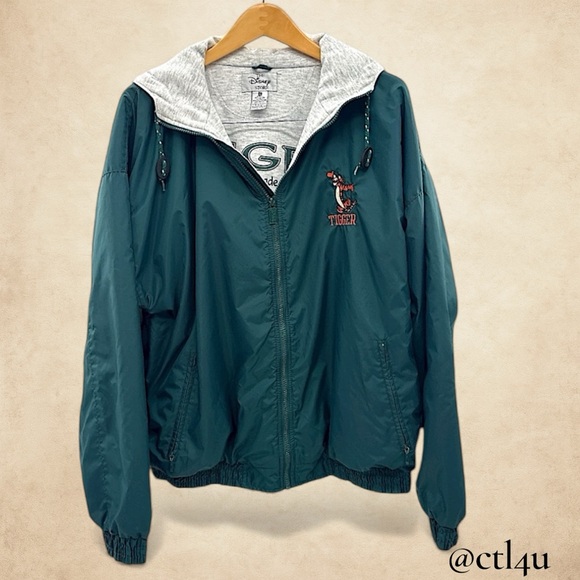 Disney Jackets & Blazers - Vintage Disney Store Green Tigger Jacket XL Jersey Lined Cheer Varsity Retro 90s